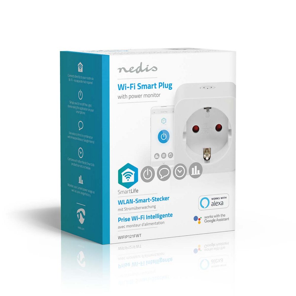 Nedis WIFIP121FWT | Wi-Fi Smart Plug | 3680 W | Energiemeter | Spraakbediening | Wit - Matmuis