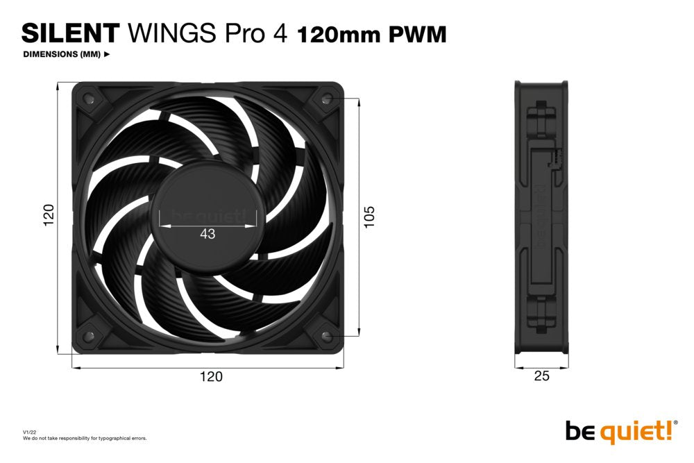 be quiet! Silent Wings Pro 4 | 120mm PWM Case Fan | Zwart - Matmuis - Matmuis