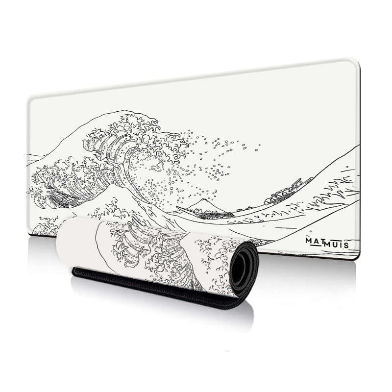 XXL Muismat | Wave Trace White