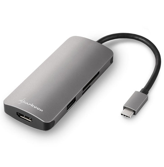 Sharkoon DUB-CMPA | Multiport Adapter | USB-C 3.2 Gen 1 | Grijs - Matmuis - Matmuis