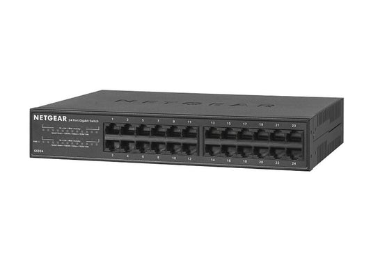 NETGEAR GS324 | 24-Poorts Unmanaged Gigabit Switch | Ventilatorloos | Rackmount | Zwart - Matmuis