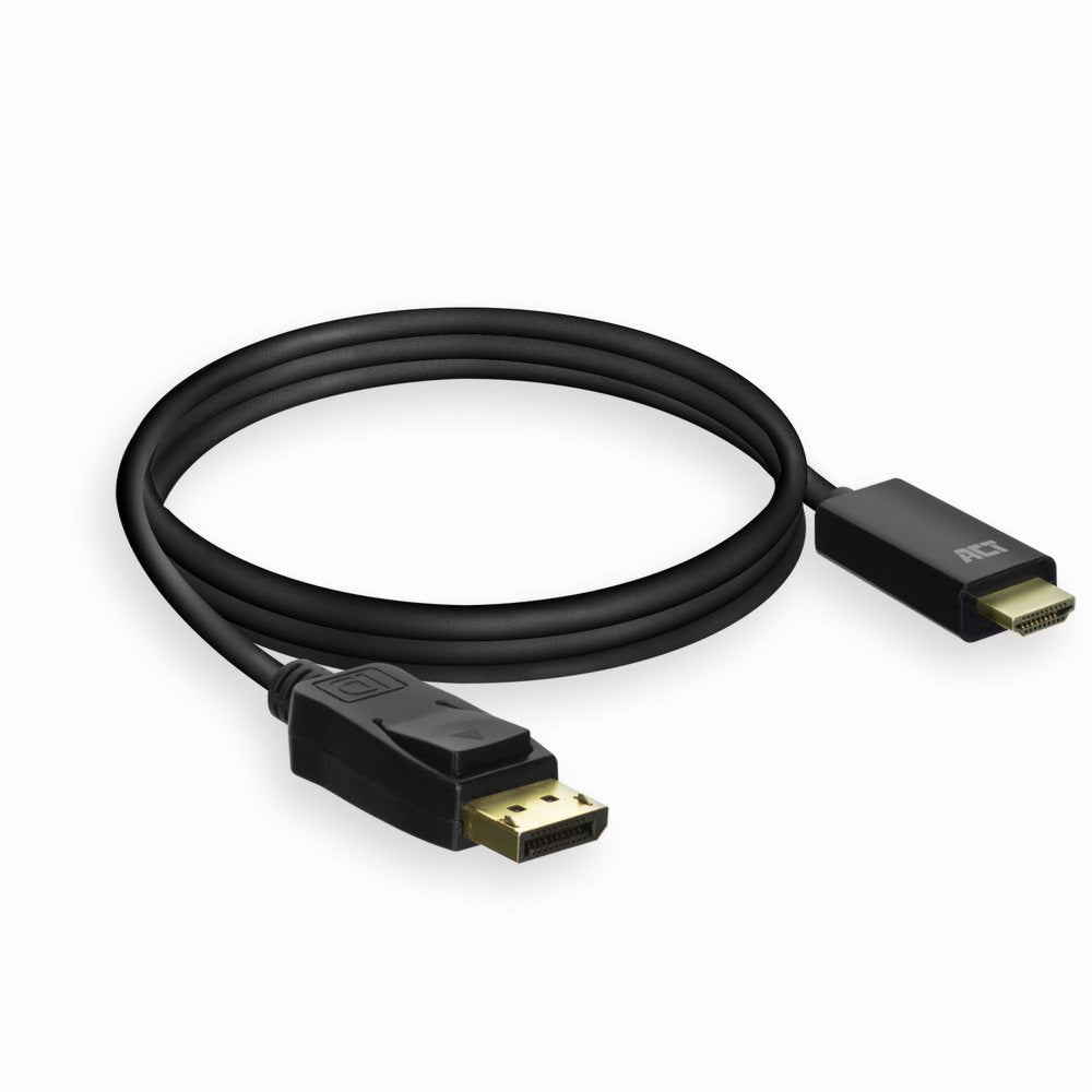 ACT AC7550 | DisplayPort naar HDMI Kabel | 1,8 m | Zwart - Matmuis - Matmuis
