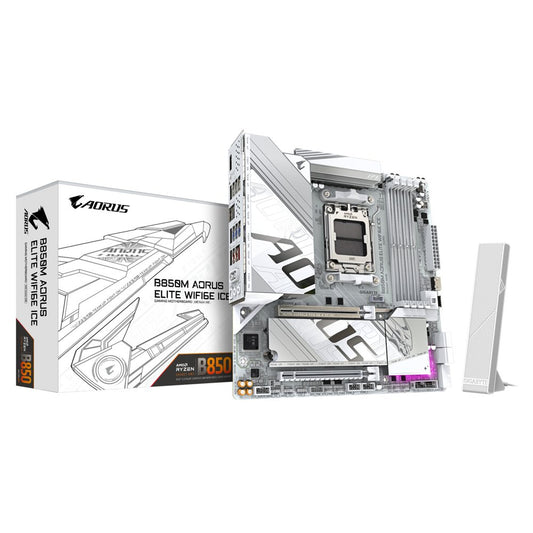 Gigabyte B850M AORUS ELITE WIFI6E ICE | Socket AM5 | AMD B850 | 4xDDR5 | Micro ATX | Moederbord - Matmuis - Matmuis