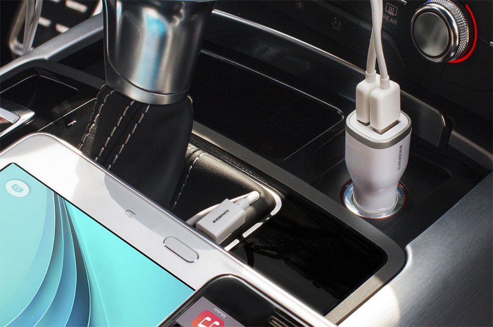 Mobiparts Car Charger | Dual USB-A Autolader 12W / 2.4A | Wit