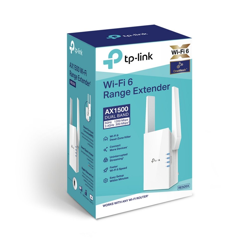 TP-Link RE505X | Wi-Fi 6 Range Extender | Dual-band | 1500 Mbps | Gigabit Ethernet | Wit - Matmuis