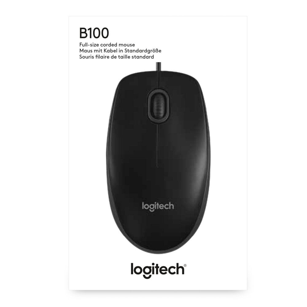 Logitech B100 | Bedrade Muis | Links- en Rechtshandig | USB-A | 800 DPI | Zwart - Matmuis - Matmuis