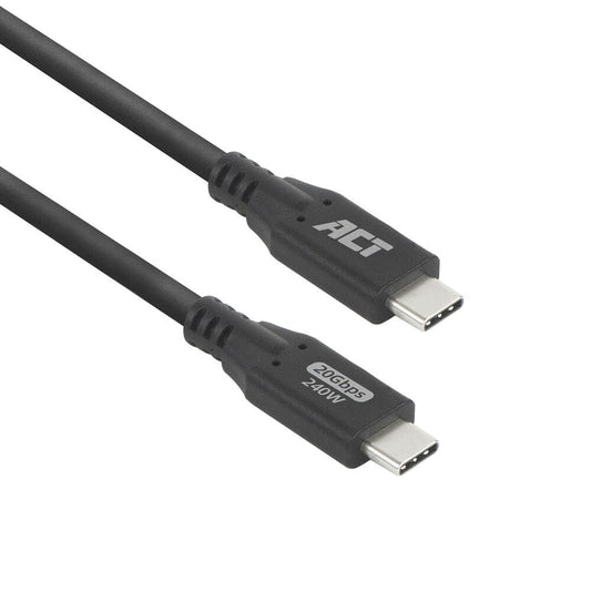ACT | USB4 Kabel | 20Gbps | 240W | USB-C naar USB-C | 0,5m | Zwart - Matmuis - Matmuis