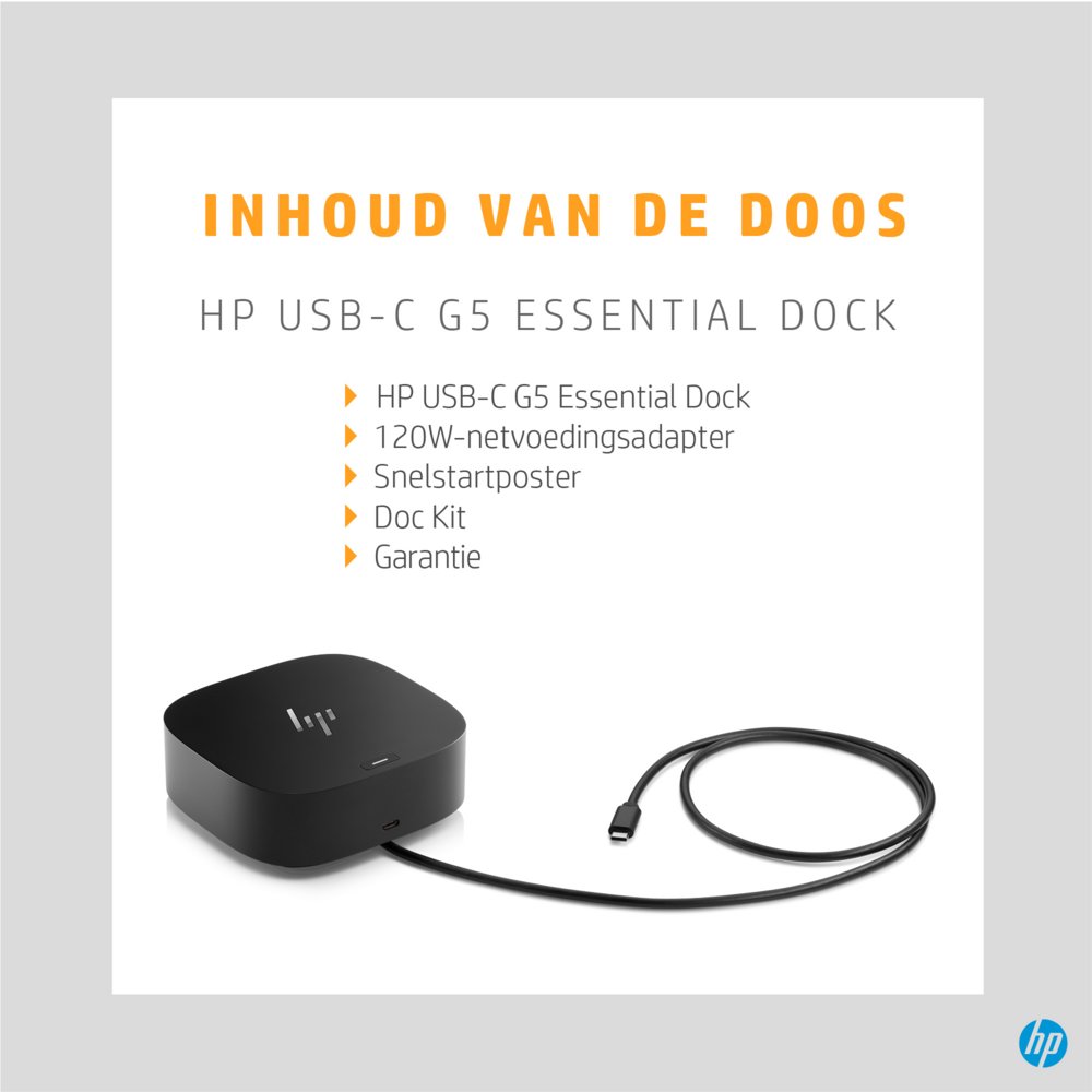 HP G5 Essential Dock | Docking Station | USB-C | Zwart - Matmuis - Matmuis