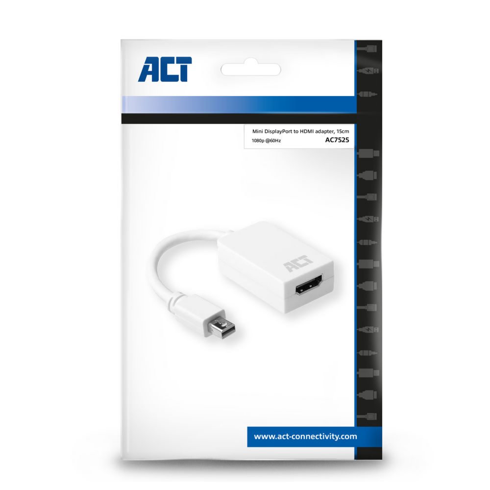 ACT AC7525 | Mini DisplayPort naar HDMI Adapter | 0,15 m | Wit - Matmuis - Matmuis