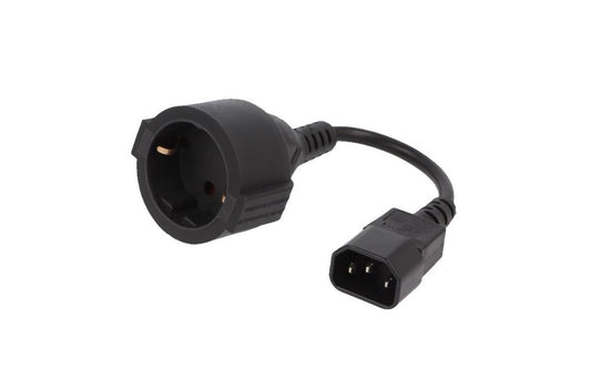 Gembird PC-SFC14M-01 | 0,15 m Stroomkabel | C14 naar Schuko (CEE 7/3) | Zwart | Compact Verloopstuk - Matmuis