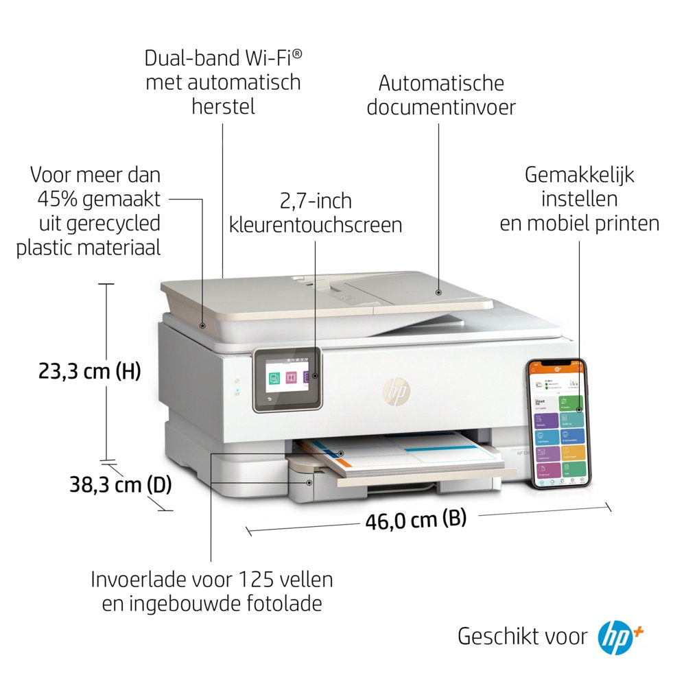 HP Envy Inspire 7920e | All-in-One Inkjetprinter | 4800 x 1200 DPI | Wi-Fi | Kleur - Matmuis - Matmuis