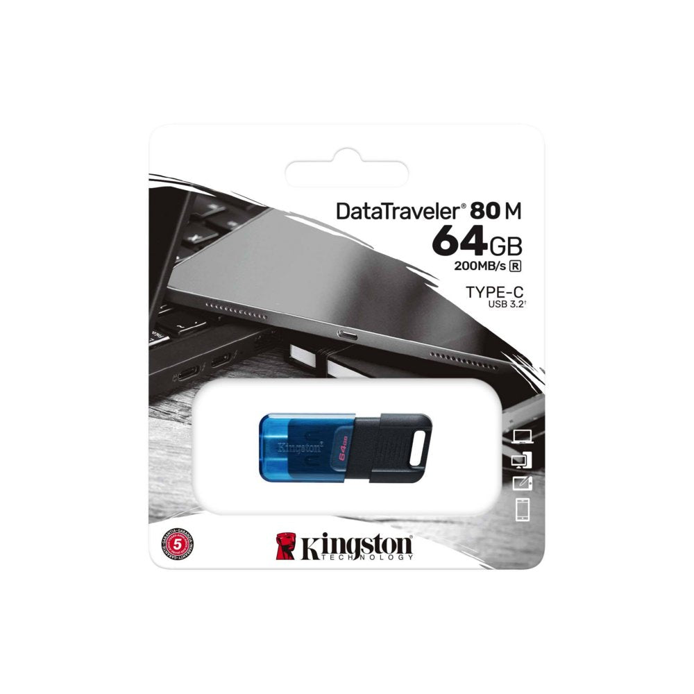 Kingston DataTraveler 80 | 64GB USB-C 3.2 Flash Drive | Zwart