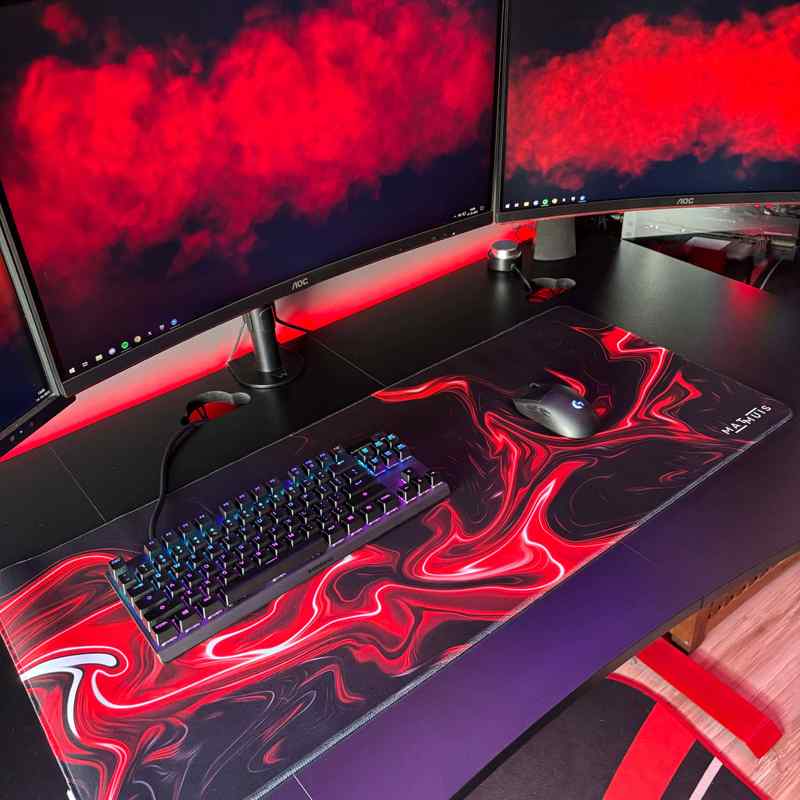 XXL Muismat | Swirl Abstract Red Lava - Matmuis