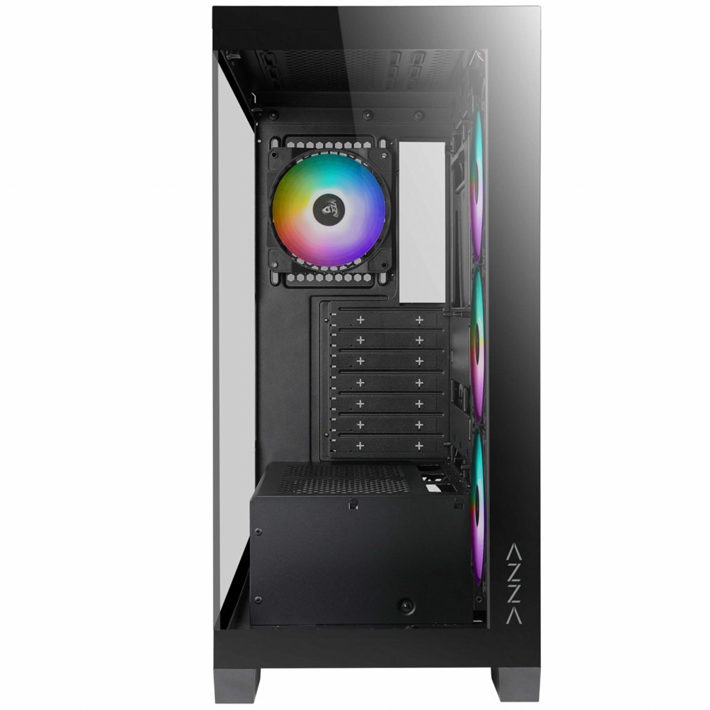 Case Azza Cove | Midi Tower | RGB | Tempered Glass | Zwart - Matmuis