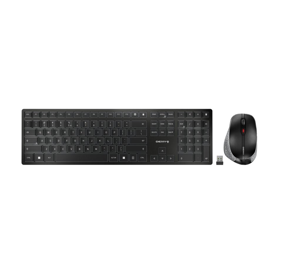 CHERRY DW 9500 Slim | Toetsenbord en Muis | RF Draadloos + Bluetooth | QWERTY (Engels) | Zwart en Grijs - Matmuis - Matmuis