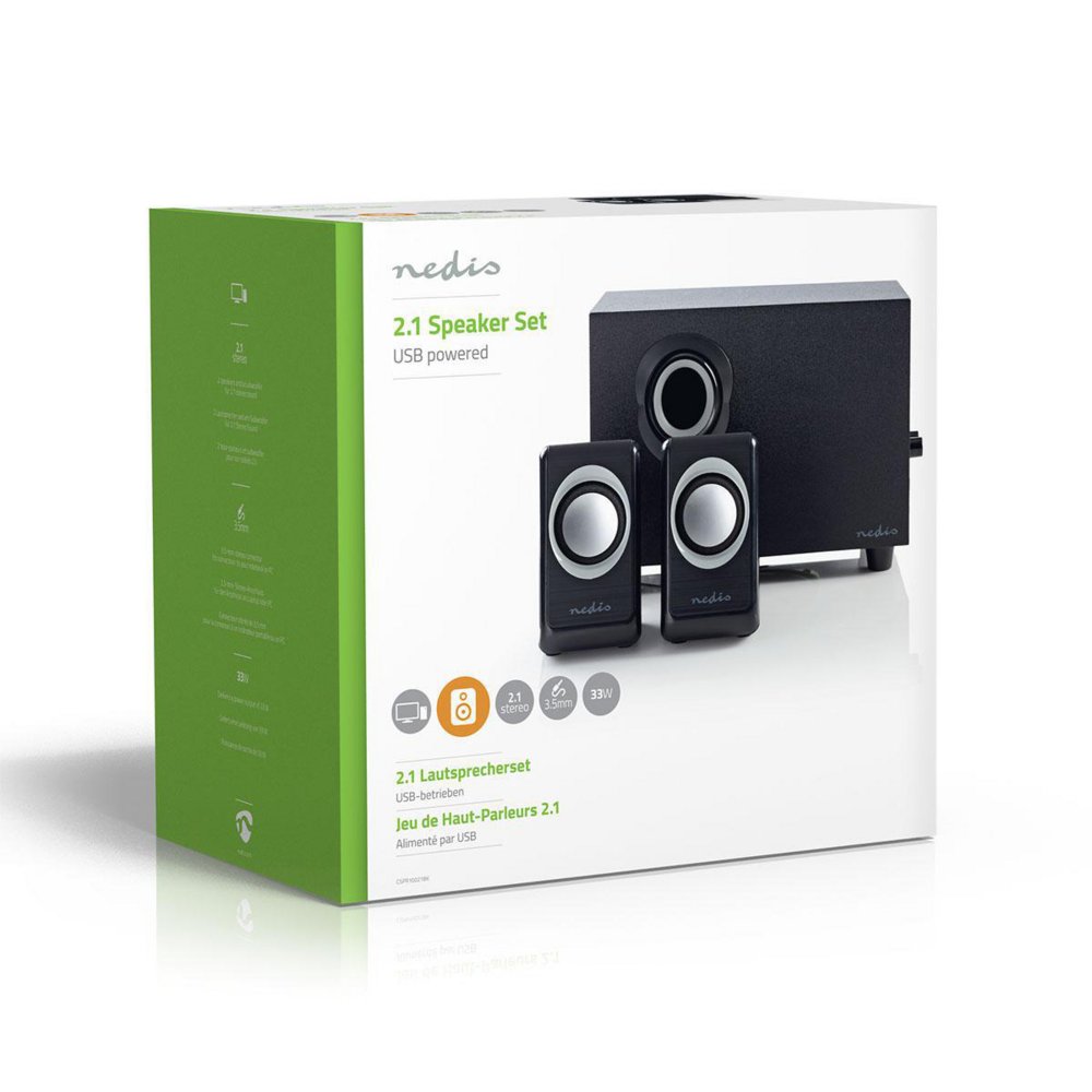 Nedis CSPR10021BK | 2.1 Luidsprekerset | 16W RMS | Zwart - Matmuis - Matmuis
