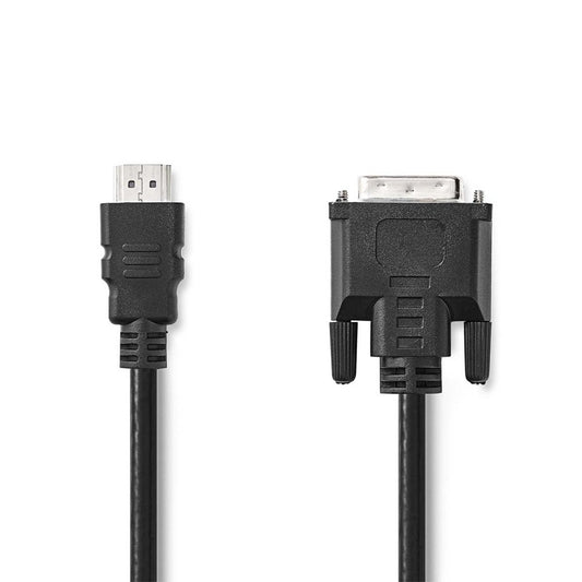 Nedis CCGL34800BK20 | HDMI-naar-DVI-D video kabel | 2 m | HDMI Type A (Standaard) naar DVI-D | Full HD 1080p | Zwart - Matmuis - Matmuis