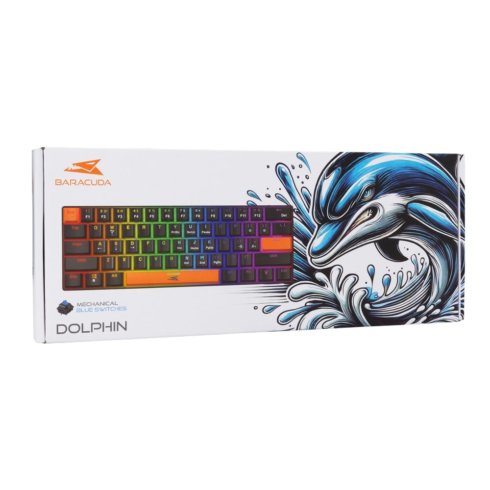 Baracuda DOLPHIN RGB 60% | Bedraad Gaming Toetsenbord | Blue Switches | Anti-Ghosting | QWERTY | Zwart