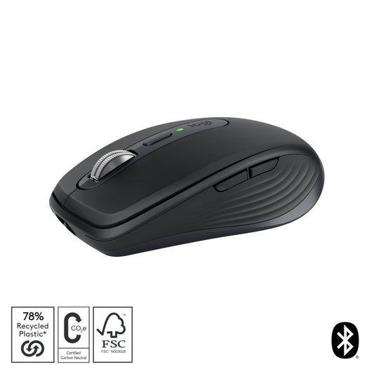 Logitech MX Anywhere 3S | Draadloze Muis | Rechtshandig | RF + Bluetooth | 8000 DPI | Grafiet - Matmuis - Matmuis