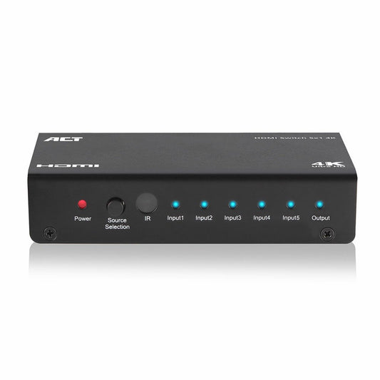 ACT AC7840 HDMI Switch | 5 Ingangen | 1 Uitgang | 4K @ 30Hz | Inclusief Afstandsbediening - Matmuis - Matmuis