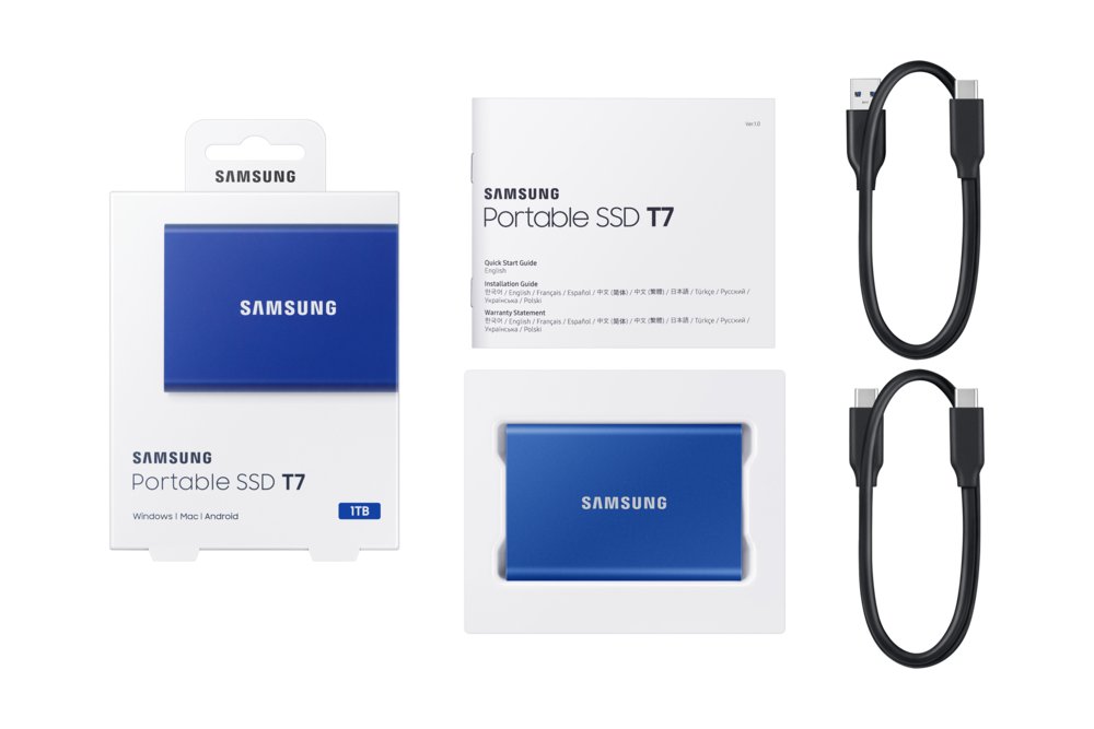 Samsung T7 | Externe SSD | 1TB | USB 3.2 Gen2 | 1.050MB/s Lezen | 1.000MB/s Schrijven | Blauw - Matmuis - Matmuis