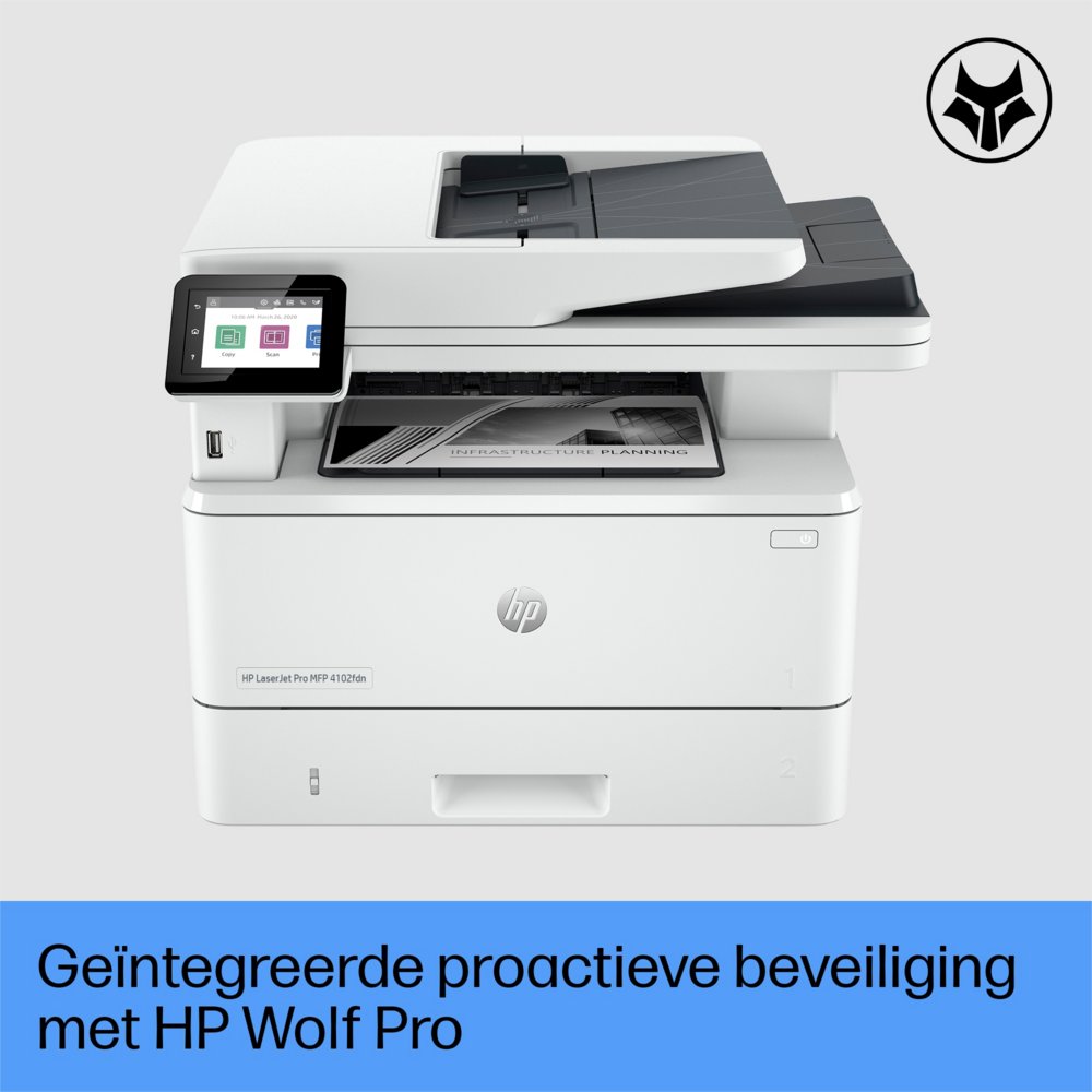 HP LaserJet Pro MFP 4102fdn AiO | 1200 x 1200 DPI | Zwart/Wit - Matmuis - Matmuis