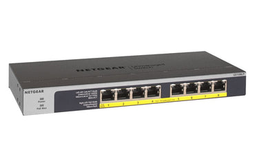 NETGEAR GS108LP | Unmanaged Switch | 8 Poorten | Gigabit Ethernet (10/100/1000 Mbps) | 8x PoE+ (60W) | FlexPoE | Fanless | 1U Rackmount - Matmuis