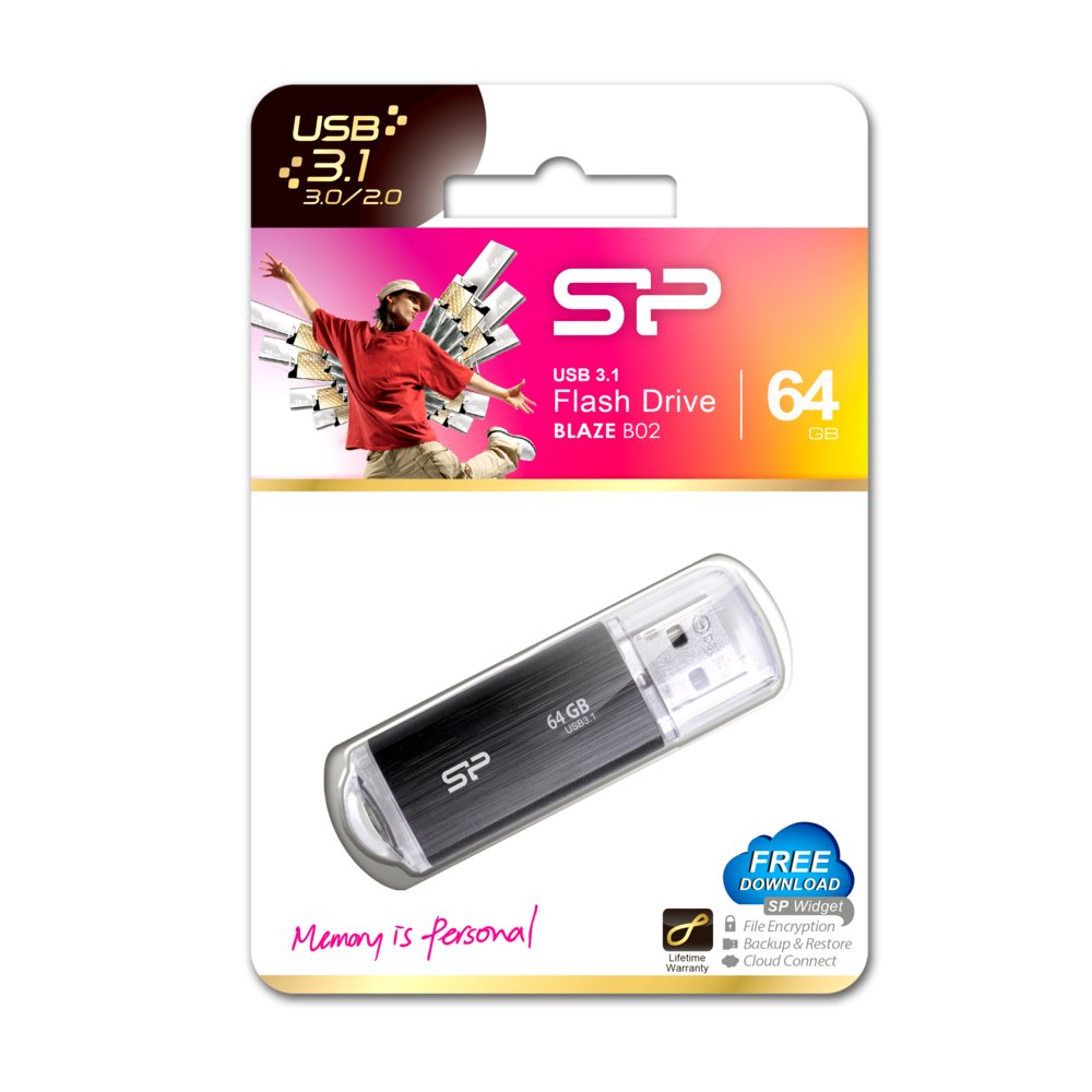 Silicon Power Blaze B02 | 64GB USB-A 3.2 Flash Drive | Zwart - Matmuis