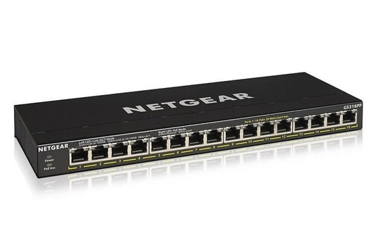 NETGEAR GS316PP | Unmanaged | Gigabit Ethernet (10/100/1000 Mbps) | Power over Ethernet (PoE) - Matmuis