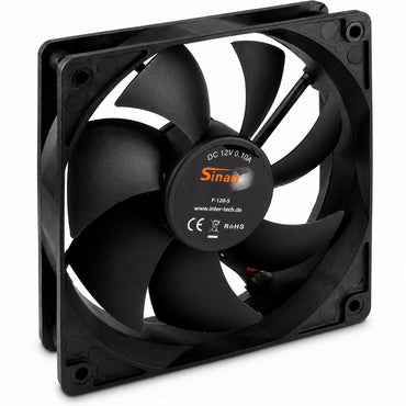Inter-Tech Sinan F-120-S | 120mm Case Fan | 3-Pin | Zwart - Matmuis