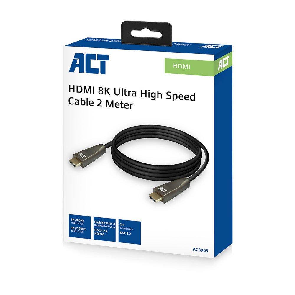 ACT AC3909 | 2 m HDMI Kabel | HDMI Type A naar Type A | Zwart - Matmuis - Matmuis