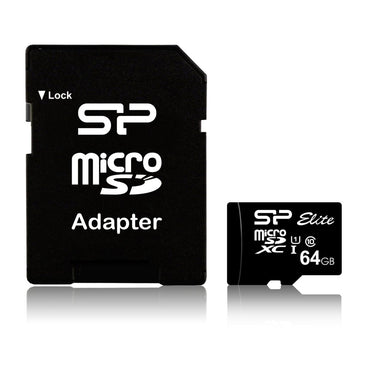 Silicon Power Elite | MicroSDXC | 64GB | Class 10 | UHS-I U1 | Tot 85MB/s | Inclusief SD-adapter | Zwart - Matmuis