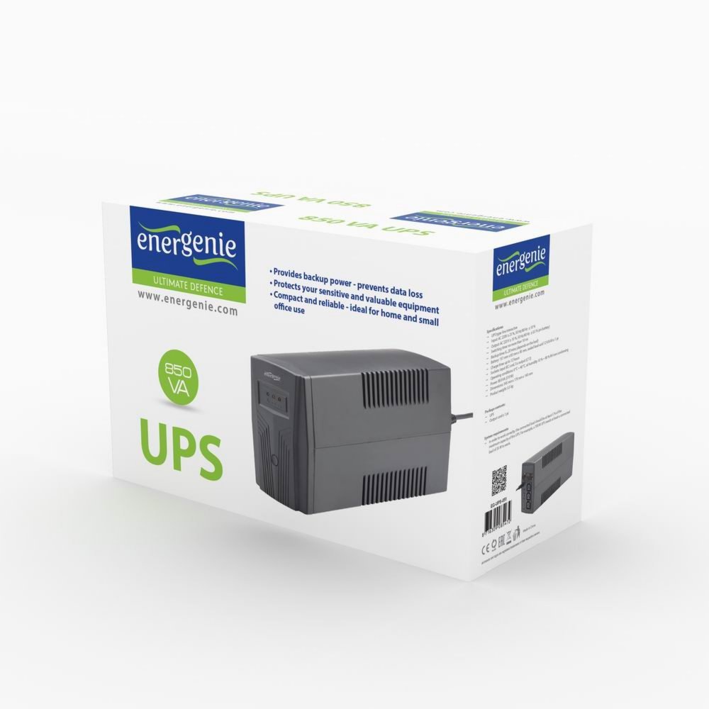 EnerGenie EG-UPS-B650 | 650 VA | 2 Schuko-uitgangen | AVR Spanningstabilisatie | Bescherming tegen Stroompieken