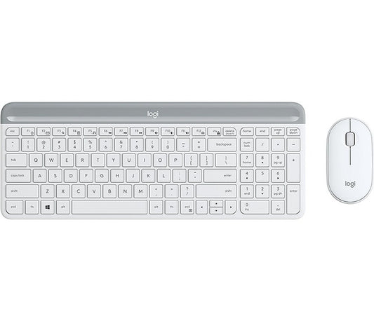 Logitech MK470 Slim | Draadloze Toetsenbord- en Muiscombo (USB) | QWERTY Engels | Wit - Matmuis - Matmuis