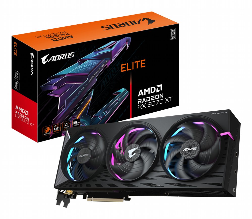 Gigabyte AORUS Radeon RX 9070 XT ELITE | 16GB GDDR6 VRAM | Videokaart | GPU | AMD - Matmuis - Matmuis