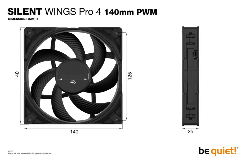 be quiet! Silent Wings Pro 4 | 140mm PWM Case Fan | Zwart - Matmuis - Matmuis