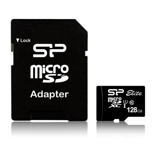 Silicon Power Elite | MicroSDXC | 128GB | Class 10 | UHS-I U1 | Tot 85MB/s | Inclusief SD-adapter | Zwart - Matmuis