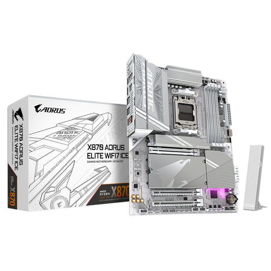 Gigabyte X870 AORUS ELITE WIFI7 ICE | Socket AM5 | AMD X870 | 4xDDR5 | ATX | Moederbord - Matmuis