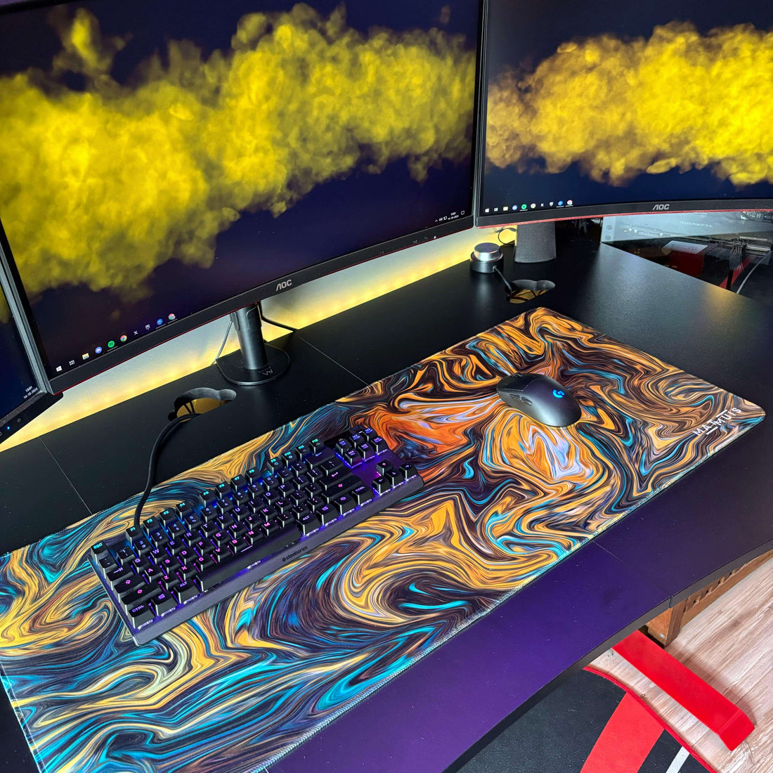 Swirl Abstract Gold Ore | XXL Gaming Muismat