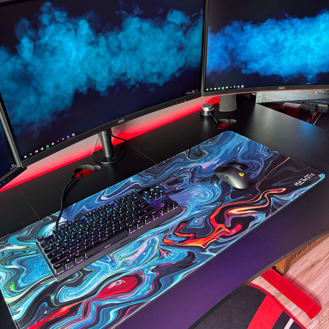 Swirl Abstract Blue Lagoon | XXL Gaming Muismat