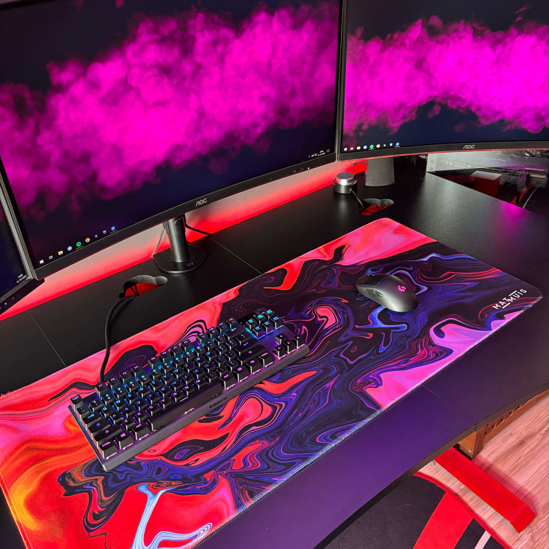 Swirl Abstract Dark Matter Collision | XXL Gaming Muismat
