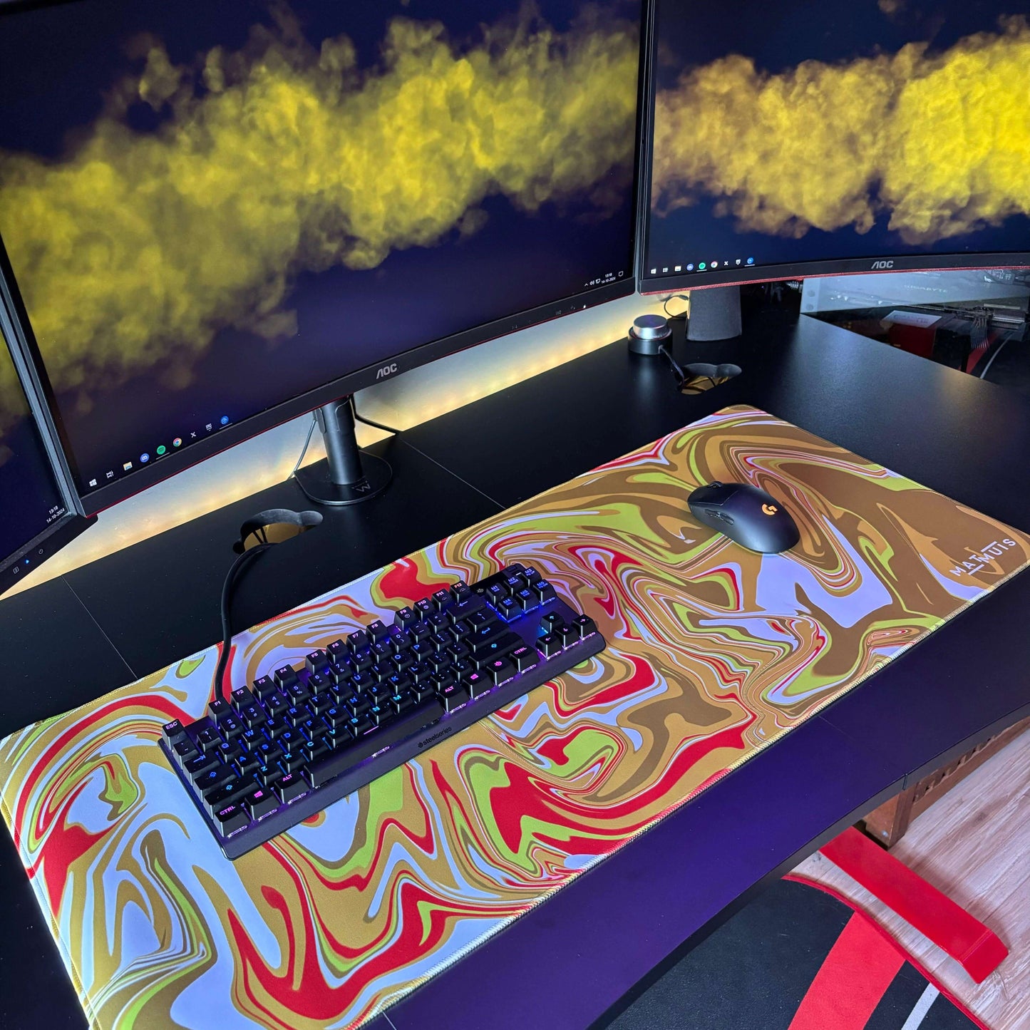 XXL Muismat | Liquid Abstract Gold Impact | Matmuis
