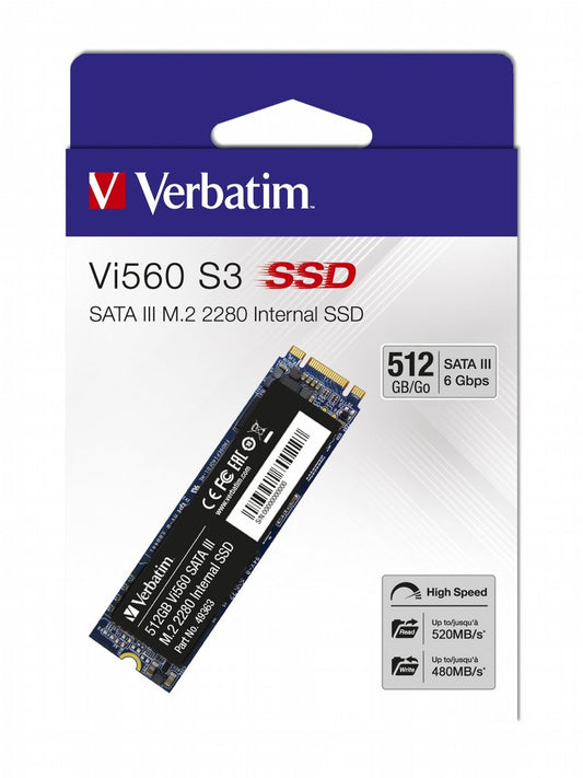 Verbatim Vi560 | 512GB SATA SSD | M.2 | 560MB/s Lezen | 520MB/s Schrijven - Matmuis