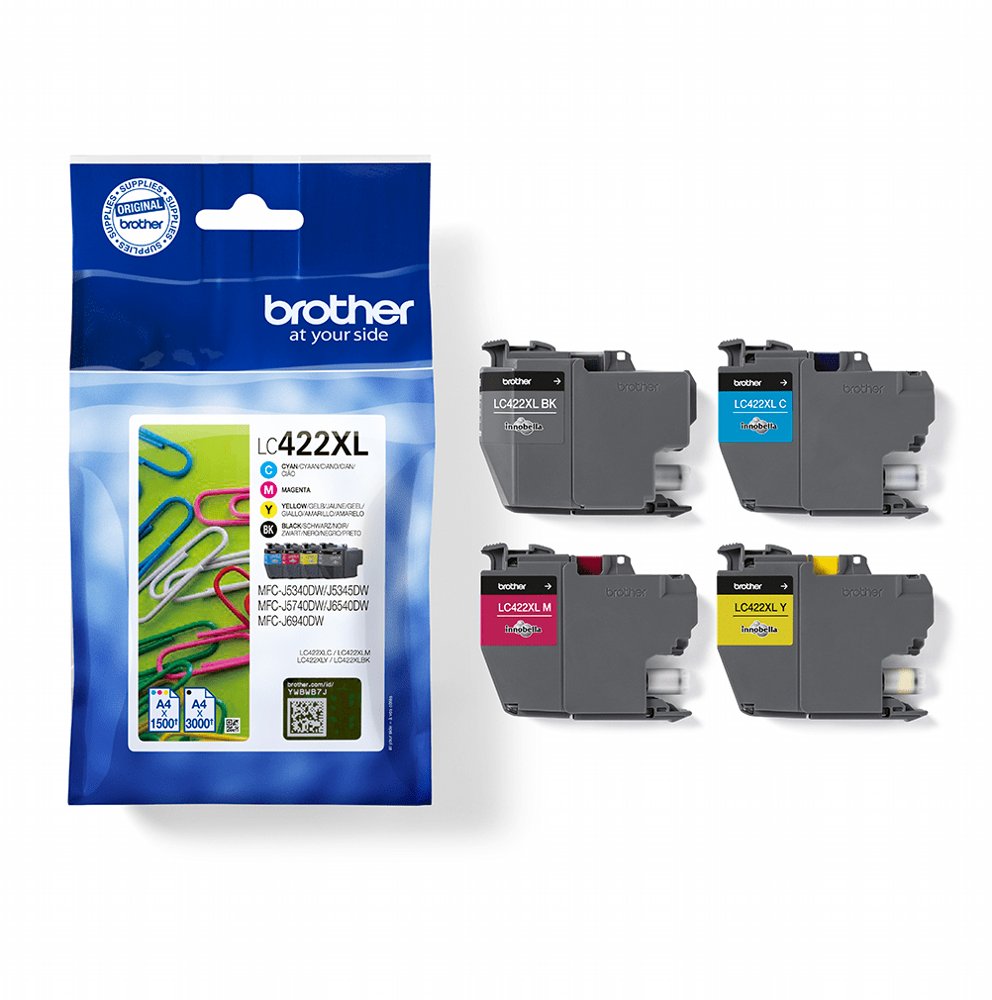 Brother LC422XLVAL | Originele Inktcartridges | 4 Stuks | Zwart/Cyaan/Magenta/Geel - Matmuis - Matmuis