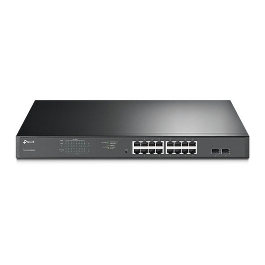 TP-Link TL-SG1218MPE | Managed Smart Switch | 18 Poorten | Gigabit Ethernet (10/100/1000 Mbps) | 16x PoE+ (192W) | 2x SFP | VLAN/QoS | Zwart - Matmuis