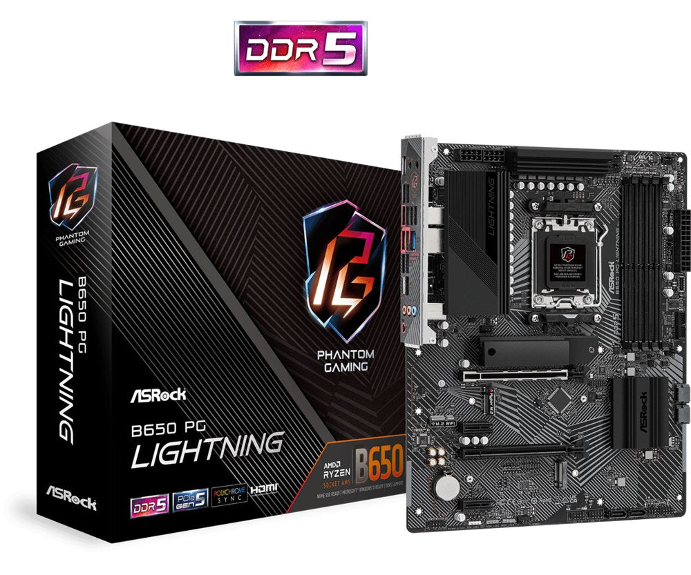 Asrock B650 PG Lightning | Socket AM5 | AMD B650 | 4xDDR5 | ATX | Moederbord