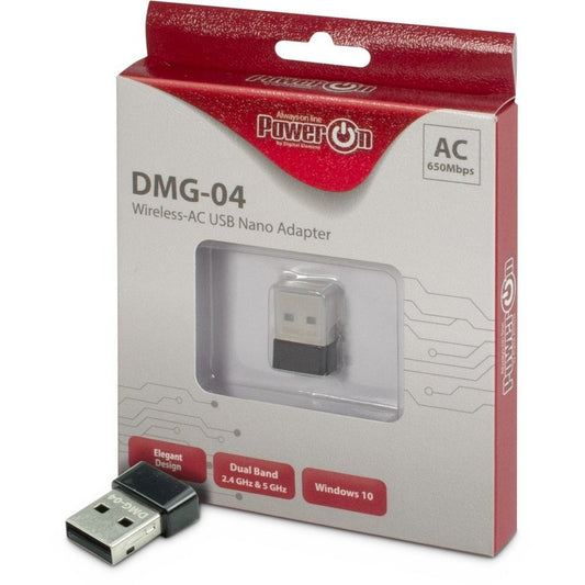Inter-Tech DMG-04 | Wi-Fi 5 USB Nano Adapter | 433 Mbps (5 GHz) / 200 Mbps (2,4 GHz) | USB 2.0 | Zwart - Matmuis - Matmuis
