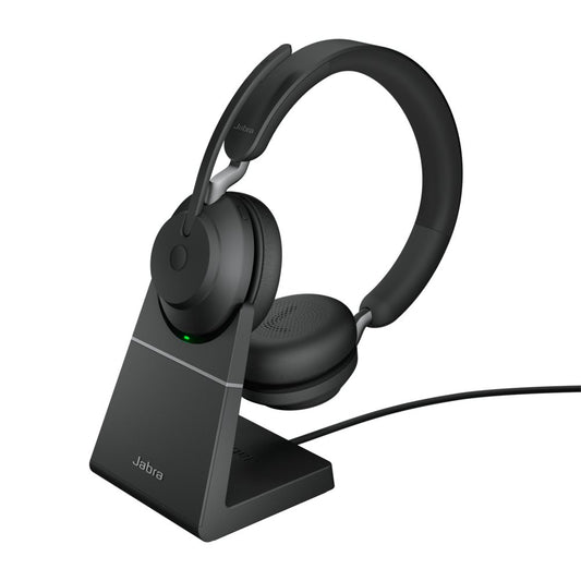 Jabra Evolve2 65 | Draadloze On-ear Headset | USB Receiver | Oplaadstation | Zwart - Matmuis - Matmuis