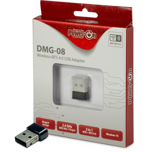 Inter-Tech DMG-08 | Wi-Fi 4 & Bluetooth 4.0 USB Adapter | 150 Mbps | 2,4 GHz | USB 2.0 | Zwart - Matmuis - Matmuis