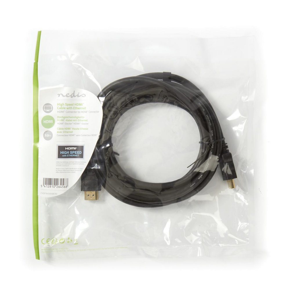 Nedis CVGP34000BK15 | 3 m HDMI Video Kabel Adapter | Zwart - Matmuis - Matmuis